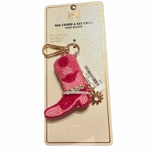 Haute Hippie Pink Beaded Boot Keychain
